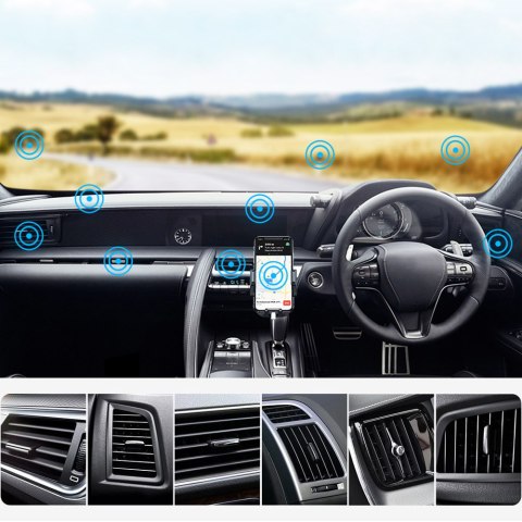 Uchwyt samochodowy do telefonu 2w1 Alogy na szybę do kratki na deskę rozdzielczą Czarny