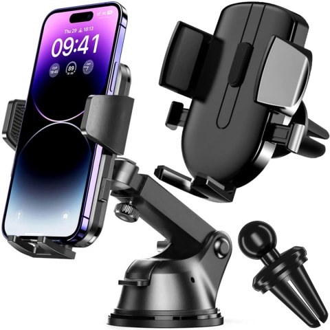 Uchwyt samochodowy do telefonu 2w1 Alogy na szybę do kratki na deskę rozdzielczą Czarny