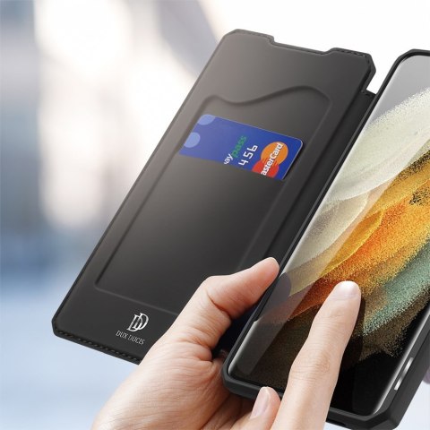 Etui ochronne z klapką Dux Ducis Skin X skóra do Galaxy S21 Ultra 5G Czarne