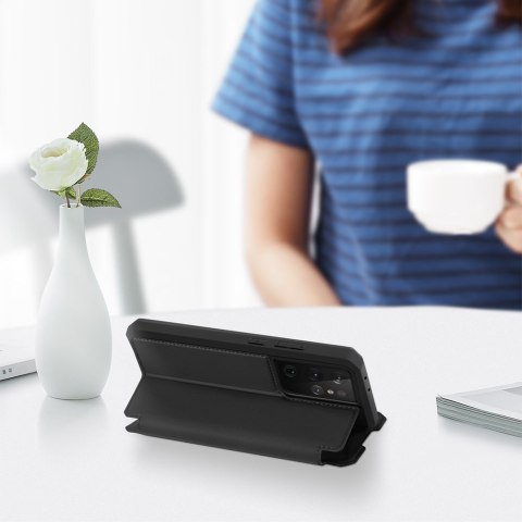 Etui ochronne z klapką Dux Ducis Skin X skóra do Galaxy S21 Ultra 5G Czarne