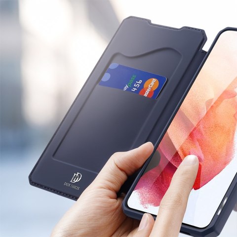 Etui ochronne z klapką Dux Ducis Skin X skórzane do Galaxy S21 5G Granatowe