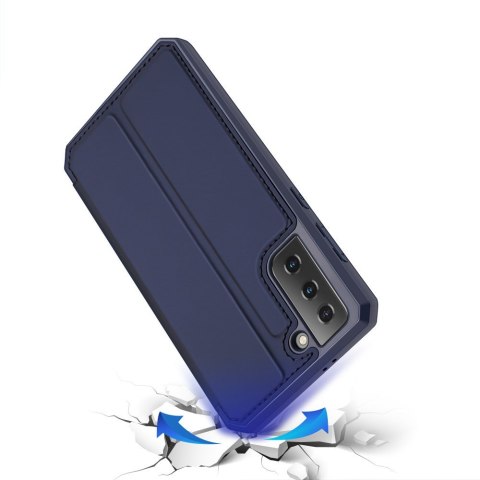Etui ochronne z klapką Dux Ducis Skin X skórzane do Galaxy S21 5G Granatowe