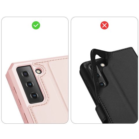 Etui ochronne z klapką Dux Ducis Skin X skórzane do Galaxy S21 5G Różowe