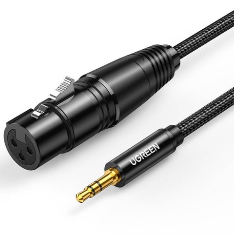 Kabel audio AV182 UGREEN XLR żeński do jack 3.5 męski 2m czarny