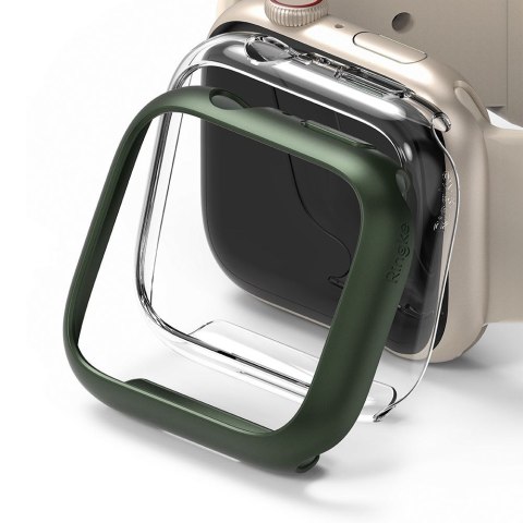 2x Nakładka Ringke Slim do Apple Watch 7 41mm Clear & Deep Green