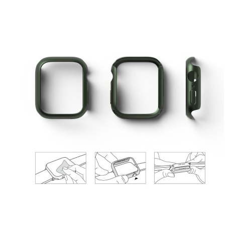 2x Nakładka Ringke Slim do Apple Watch 7 41mm Clear & Deep Green