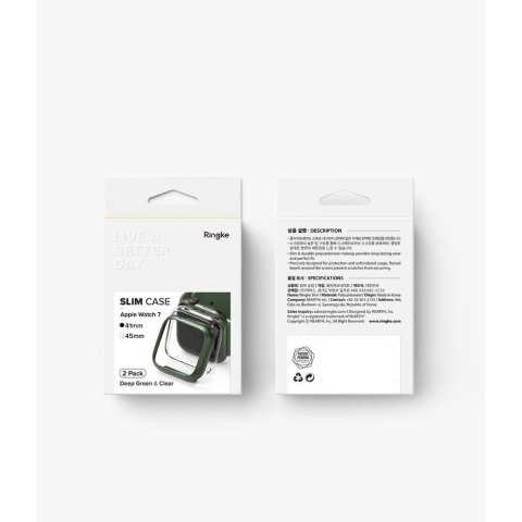 2x Nakładka Ringke Slim do Apple Watch 7 41mm Clear & Deep Green