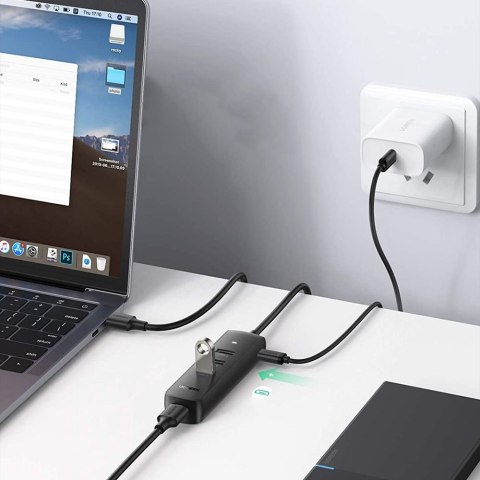 Adapter przejściówka 4w1 HUB UGREEN USB do 4x USB 3.0 Czarny