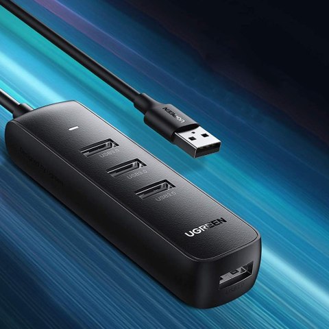 Adapter przejściówka 4w1 HUB UGREEN USB do 4x USB 3.0 Czarny