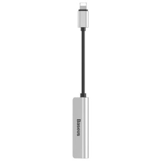 Adapter przejściówka Audio Baseus Lightning do miniJack 3.5mm + 2x Lightning do iPhone Srebrny