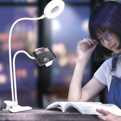 Fotograficzna Lampa pierścieniowa LED do selfie Alogy uchwyt na telefon Biały