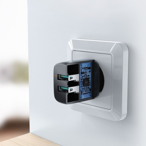 Ładowarka sieciowa Joyroom L-2A123 2x USB QC 3.0 2.4A 12W Czarna