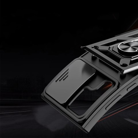 Pancerne etui z osłoną aparatu Alogy Camshield Stand Ring do Samsung Galaxy S22 Ultra czarne