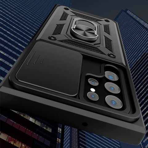 Pancerne etui z osłoną aparatu Alogy Camshield Stand Ring do Samsung Galaxy S22 Ultra czarne