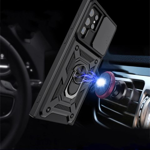 Pancerne etui z osłoną aparatu Alogy Camshield Stand Ring do Samsung Galaxy S22 Ultra czarne