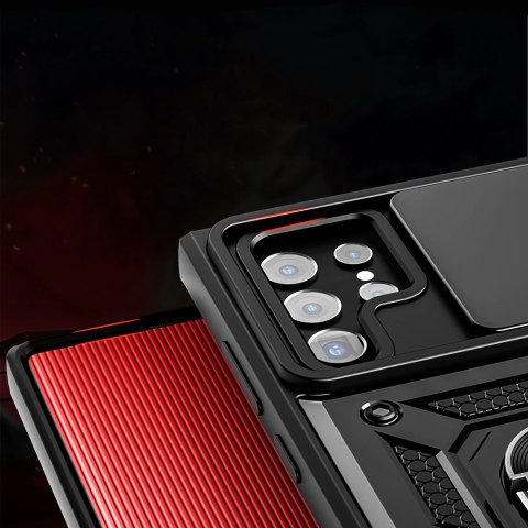 Pancerne etui z osłoną aparatu Alogy Camshield Stand Ring do Samsung Galaxy S22 Ultra czarne