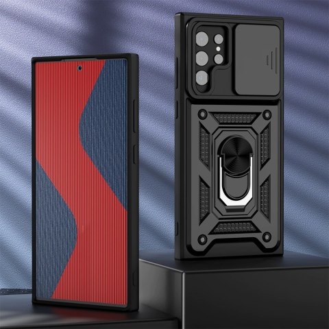 Pancerne etui z osłoną aparatu Alogy Camshield Stand Ring do Samsung Galaxy S22 Ultra czarne