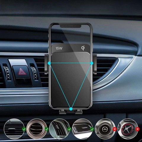 Uchwyt samochodowy Joyroom JR-ZS219 z ładowarką Qi 15W do telefonu Black