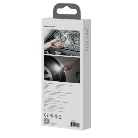 Akcesorium samochodowe 2w1 Baseus, młotek do szyb + latarka (szare)