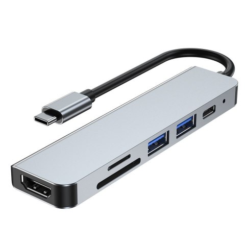 Hub Adapter USB V4-HUB 6w1 USB-C Grey