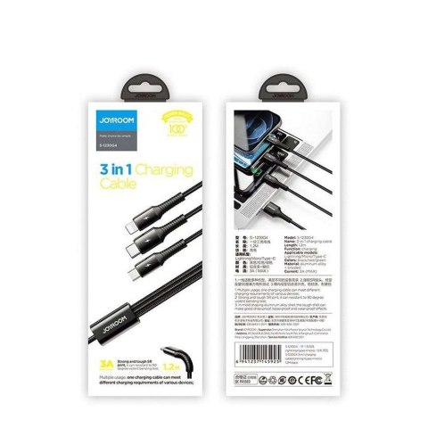 Kabel Joyroom S-1230G4 3w1 Type-C - Lightning - Micro-USB Cable 120cm Black