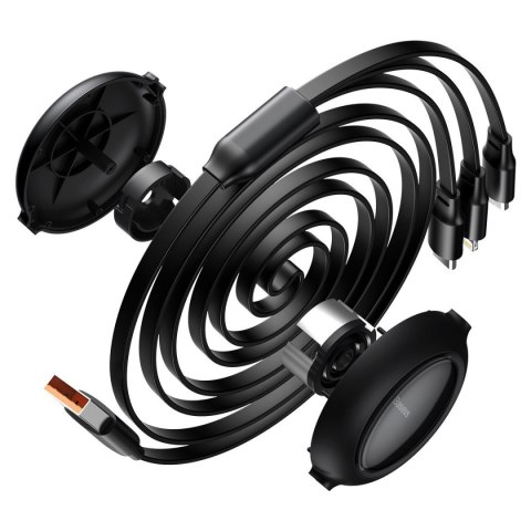 Kabel USB 3w1 Baseus Bright Mirror, USB do micro USB / USB-C / Lightning, 66W, 1.2m (czarny)