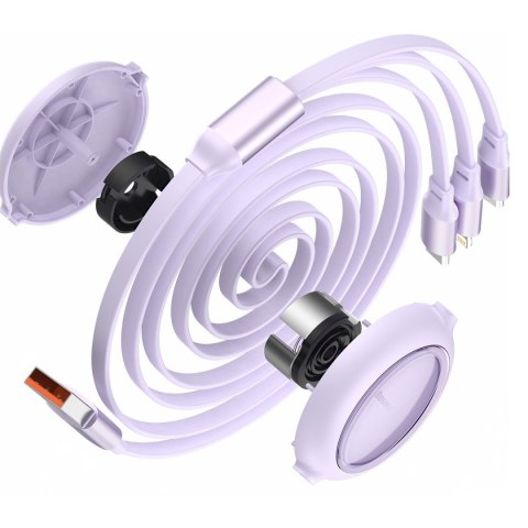 Kabel USB 3w1 Baseus Bright Mirror, USB do micro USB / USB-C / Lightning, 66W, 1.2m (fioletowy)