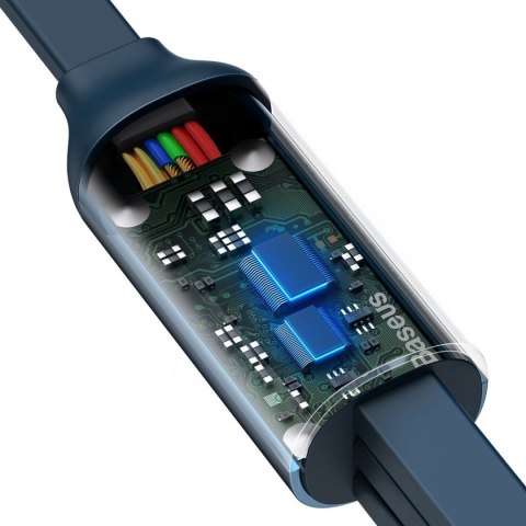 Kabel USB 3w1 Baseus Bright Mirror, USB do micro USB / USB-C / Lightning, 66W, 1.2m (niebieski)