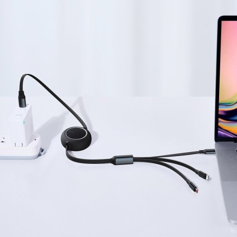Kabel USB-C 3w1 Baseus Bright Mirror do micro USB / USB-C / Lightning, 100W, 1.2m (czarny)