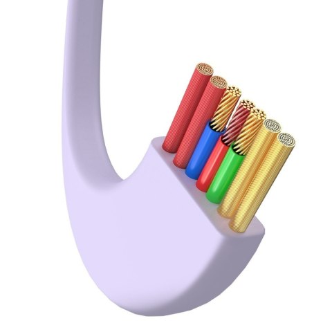 Kabel USB-C 3w1 Baseus Bright Mirror do micro USB / USB-C / Lightning, 100W, 1.2m (fioletowy)