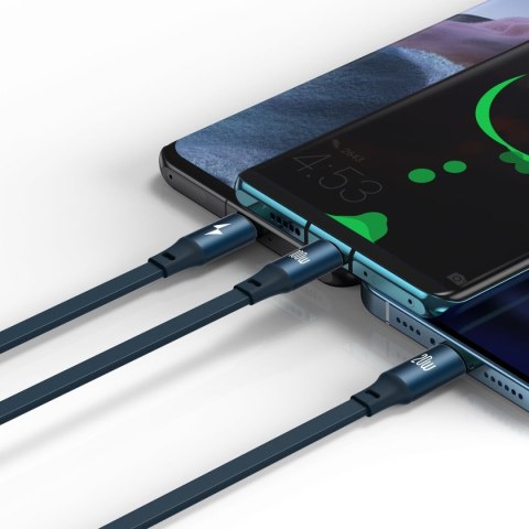 Kabel USB-C 3w1 Baseus Bright Mirror do micro USB / USB-C / Lightning, 100W, 1.2m (niebieski)