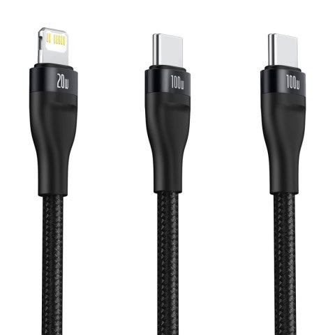Kabel USB-C Baseus Flash Series 2w1 USB-C / Lightning, 100W, 1.2m (czarny)