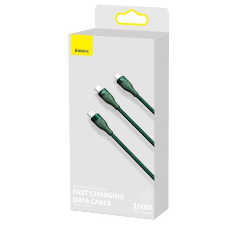 Kabel USB-C Baseus Flash Series 2w1 USB-C / Lightning, 100W, 1.2m (zielony)