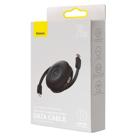 Kabel USB magnetyczny Baseus Zinc 3w1 USB-C / Lightning / Micro 20W, 1m (czarny)