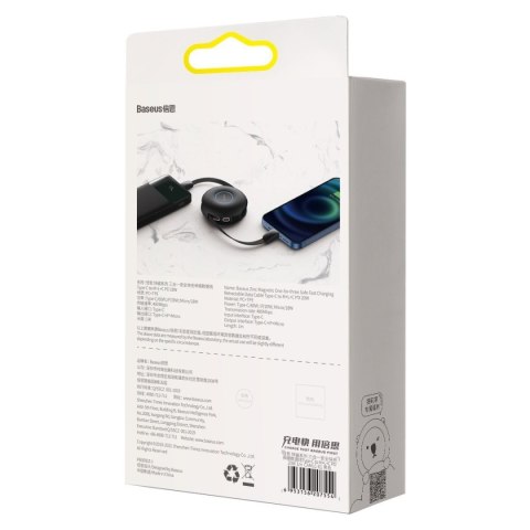 Kabel USB magnetyczny Baseus Zinc 3w1 USB-C / Lightning / Micro 20W, 1m (czarny)