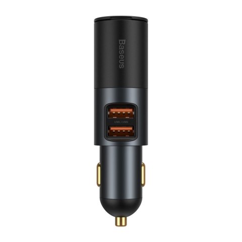 Ładowarka samochodowa Baseus Share Together Fast z gniazdem zapalniczki, 2x USB, 120W (szara)
