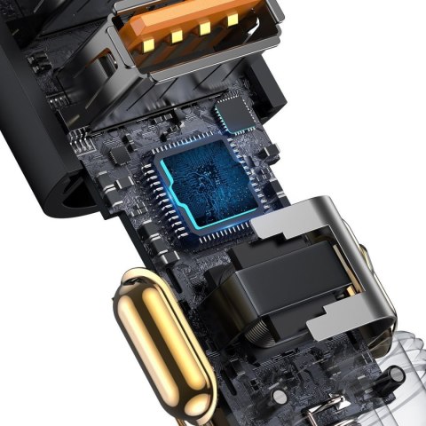 Ładowarka samochodowa Baseus Share Together Fast z gniazdem zapalniczki, 2x USB, 120W (szara)