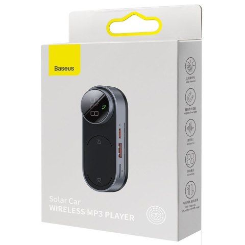 Transmiter FM solarny Baseus zestaw głośnomówiący Bluetooth 5.0 MP3 TF AUX HD Czarny