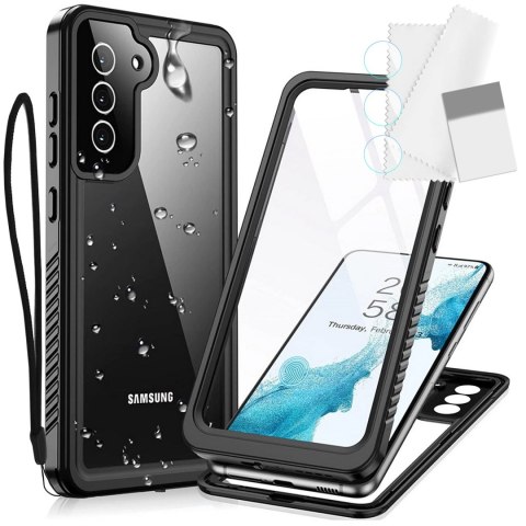 Etui wodoodporne do Samsung Galaxy S22 360 Alogy Pancerne Armor IP68 ze smyczką Czarne