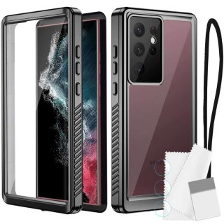 Etui wodoodporne do Samsung Galaxy S22 Ultra 360 Alogy Pancerne Armor IP68 ze smyczką Czarne
