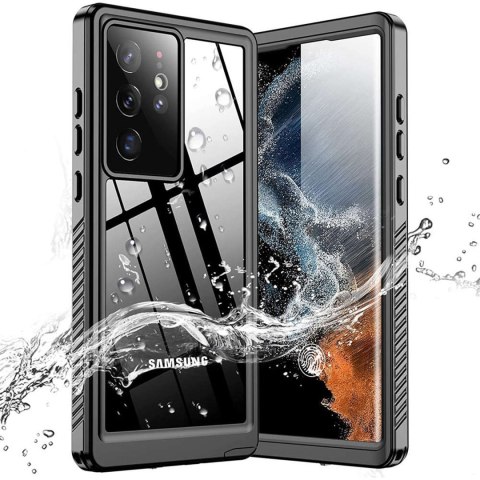 Etui wodoodporne do Samsung Galaxy S22 Ultra 360 Alogy Pancerne Armor IP68 ze smyczką Czarne