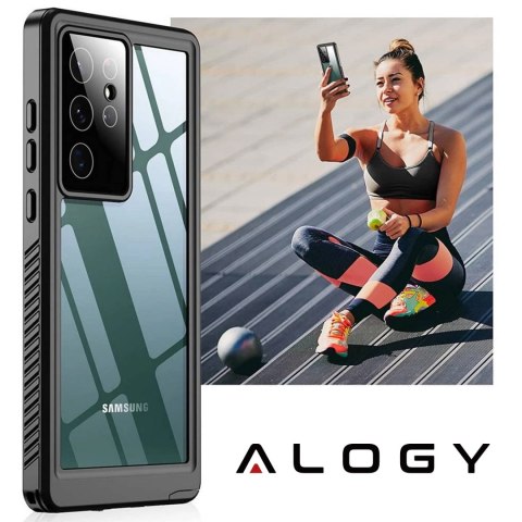 Etui wodoodporne do Samsung Galaxy S22 Ultra 360 Alogy Pancerne Armor IP68 ze smyczką Czarne