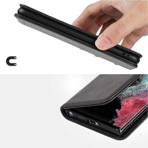 Etui z klapką portfel Alogy Forwenw skórzane do Samsung Galaxy S22 Ultra Czarne