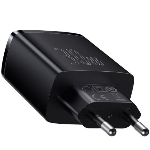 Ładowarka sieciowa Baseus Compact Quick Charger 2xUSB USB-C PD QC 3.0 3A 30W Czarna
