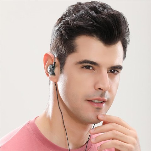 Słuchawki przewodowe sportowe QKZ do biegania Stereo Hi-Res ze złączem mini Jack 3.5mm Czarne