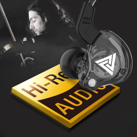 Słuchawki przewodowe sportowe QKZ do biegania Stereo Hi-Res ze złączem mini Jack 3.5mm Czarne