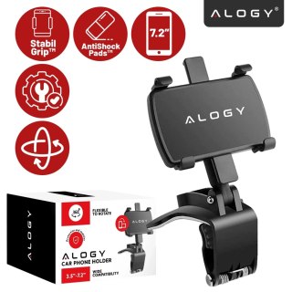 Uchwyt samochodowy do telefonu do 7.2" - montaż na lusterko, kokpit lub osłonę przeciwsłoneczną, stabilny i regulowany - Alogy M
