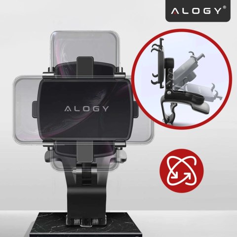 Uchwyt samochodowy do telefonu do 7.2" - montaż na lusterko, kokpit lub osłonę przeciwsłoneczną, stabilny i regulowany - Alogy M