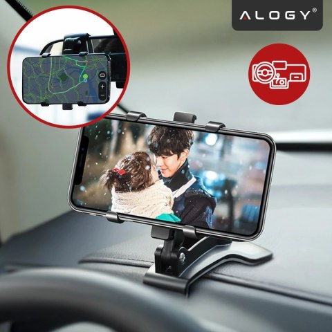 Uchwyt samochodowy do telefonu do 7.2" - montaż na lusterko, kokpit lub osłonę przeciwsłoneczną, stabilny i regulowany - Alogy M