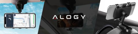 Uchwyt samochodowy do telefonu do 7.2" - montaż na lusterko, kokpit lub osłonę przeciwsłoneczną, stabilny i regulowany - Alogy M